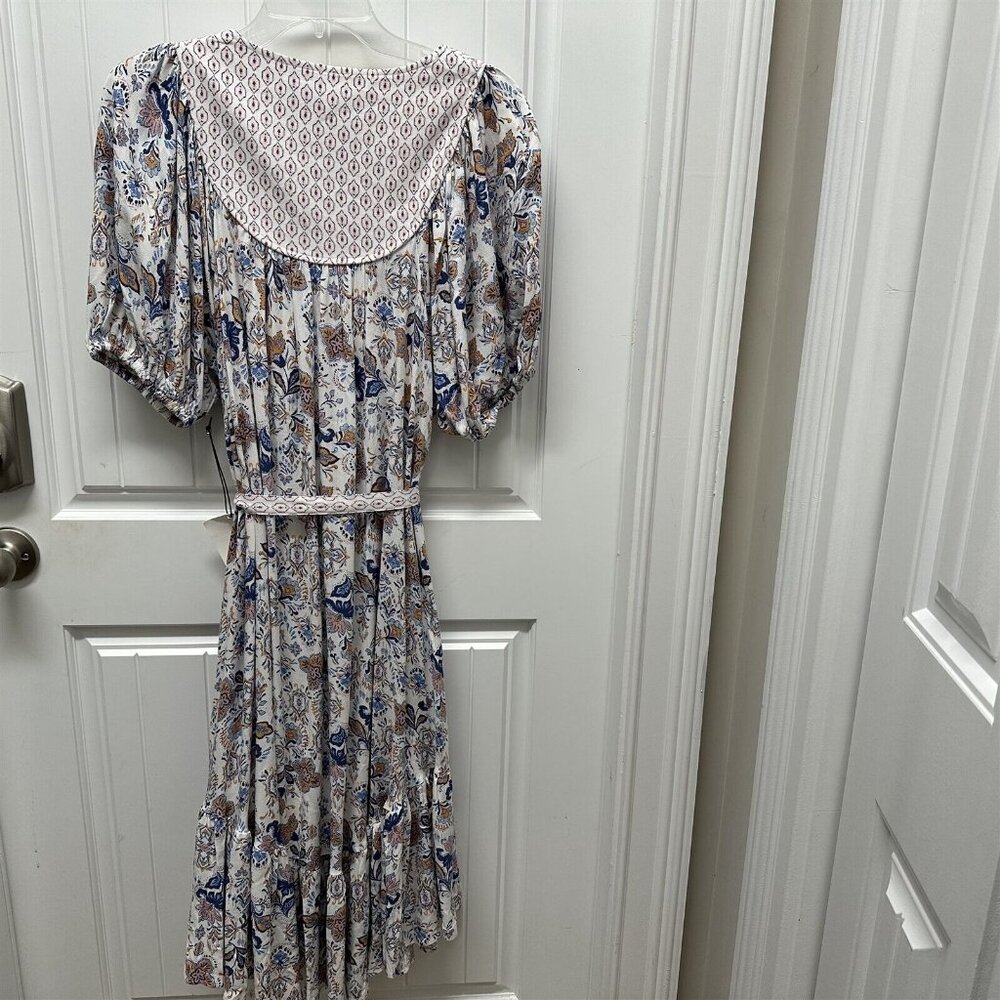 Lucky Brand Dress Peasant Cowgirl Paisley Blue White Cottage Core NEW - Picture 9 of 11